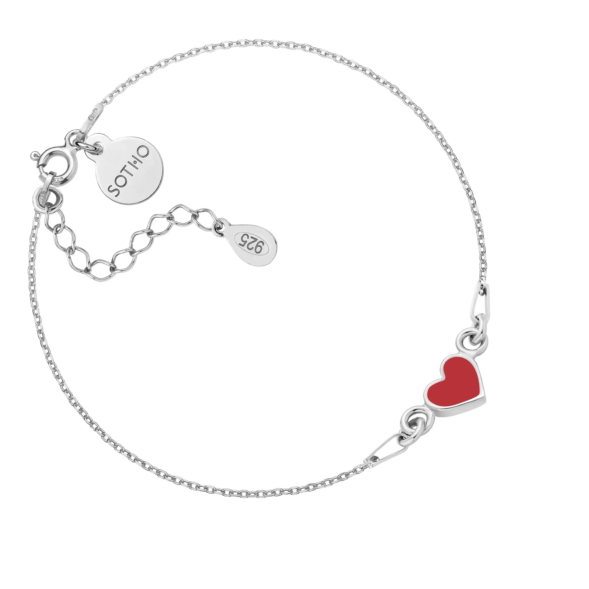 Srebrna bransoletka z czerwonym serduszkiem