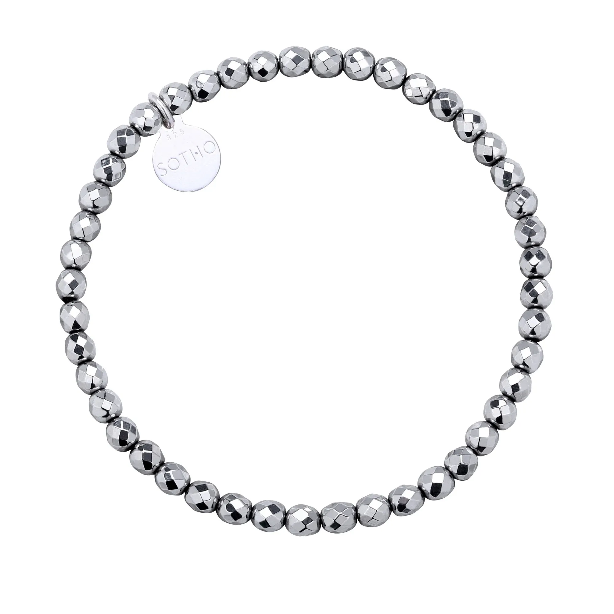 Srebrna bransoletka z fasetowanego hematytu