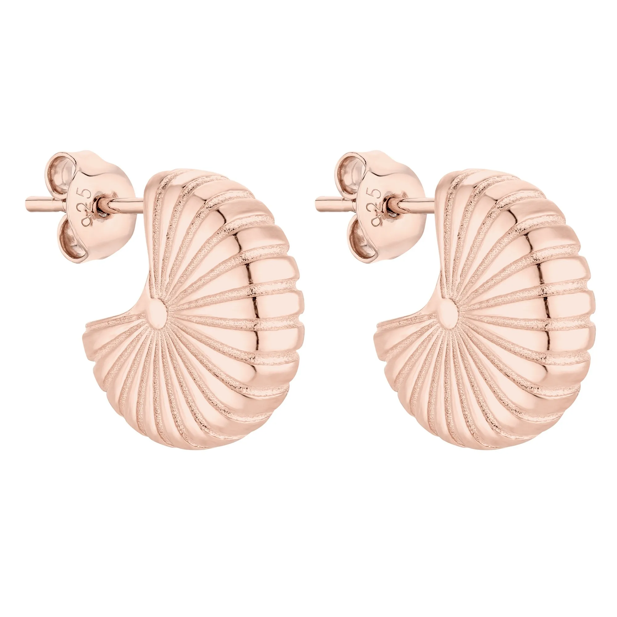 Kolczyki muszle z różowego złota