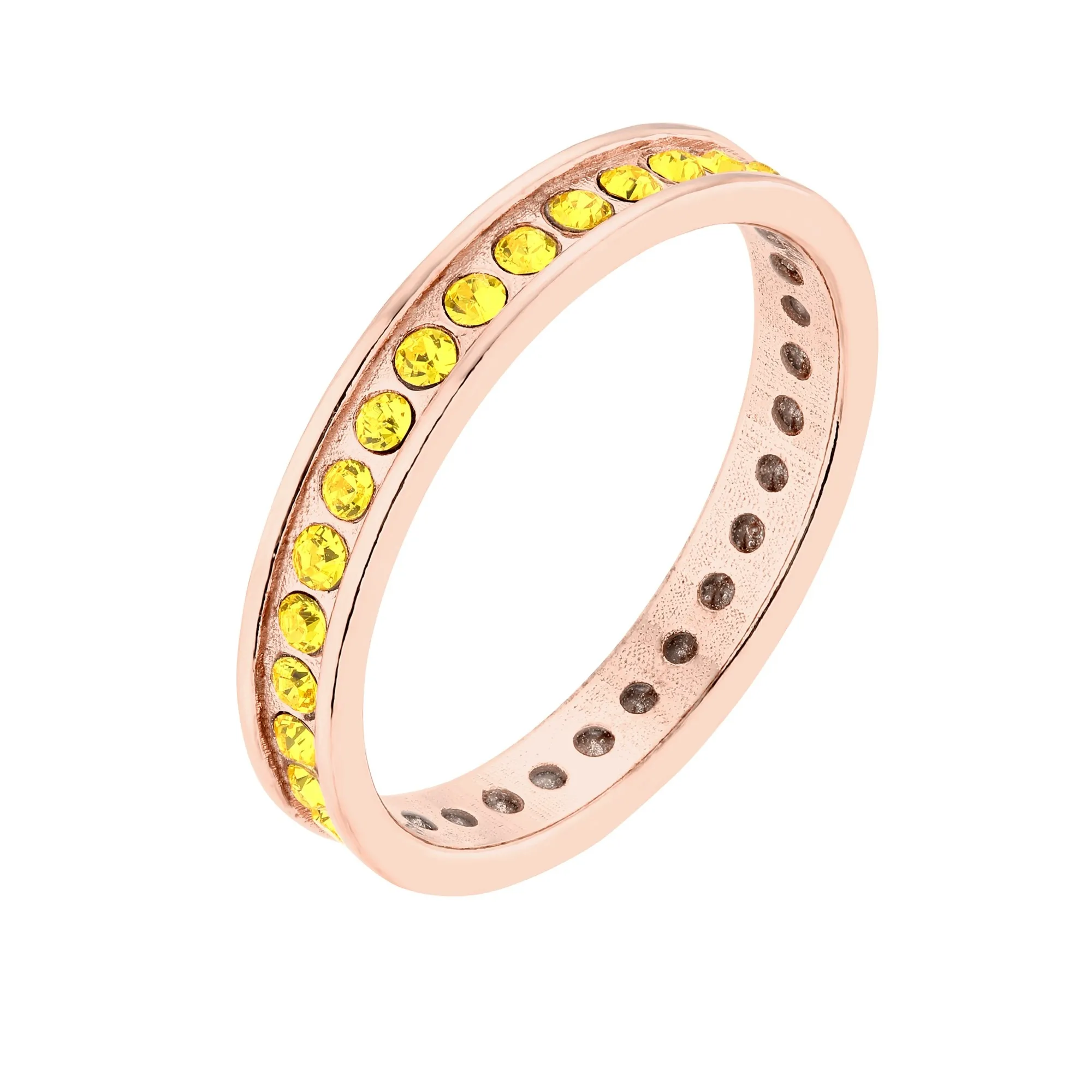 Obrączka z różowego złota z żółtymi kryształami Preciosa : pierścionki - 18