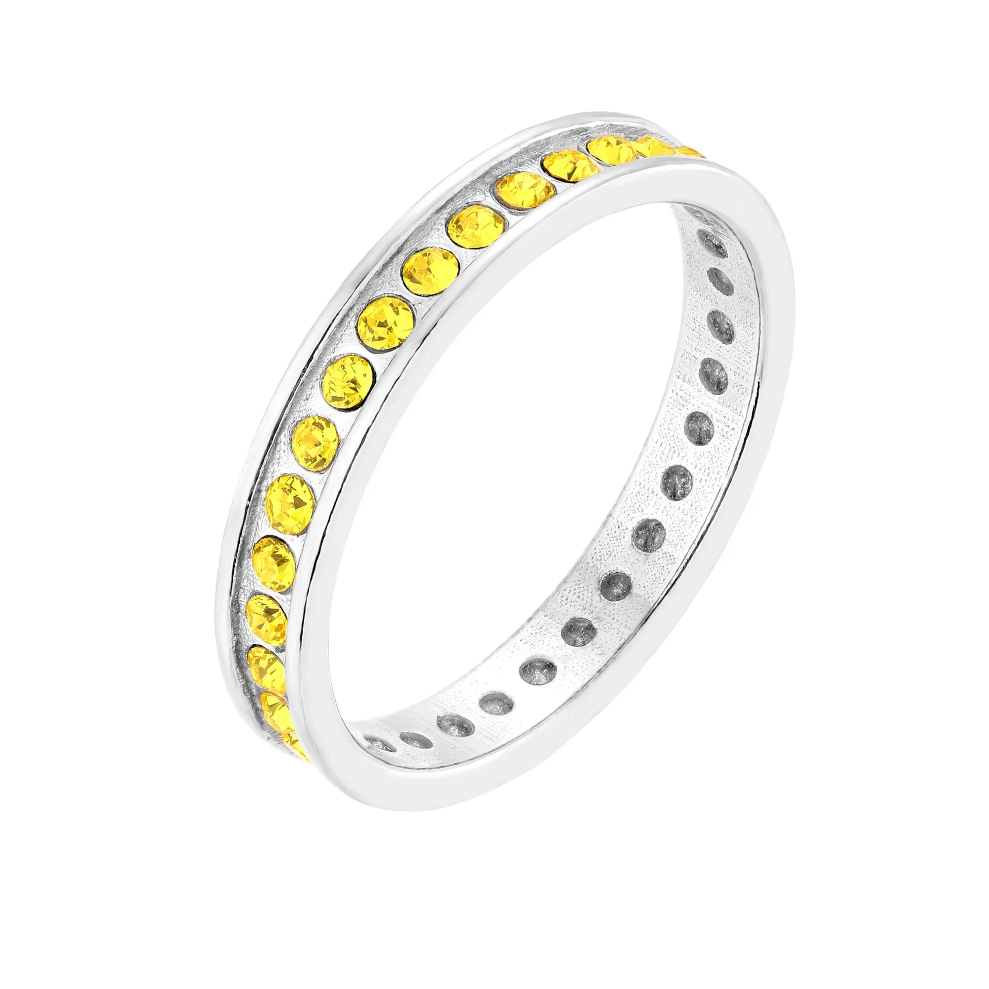 Srebrna obrączka z żółtymi kryształami Preciosa : pierścionki - 14