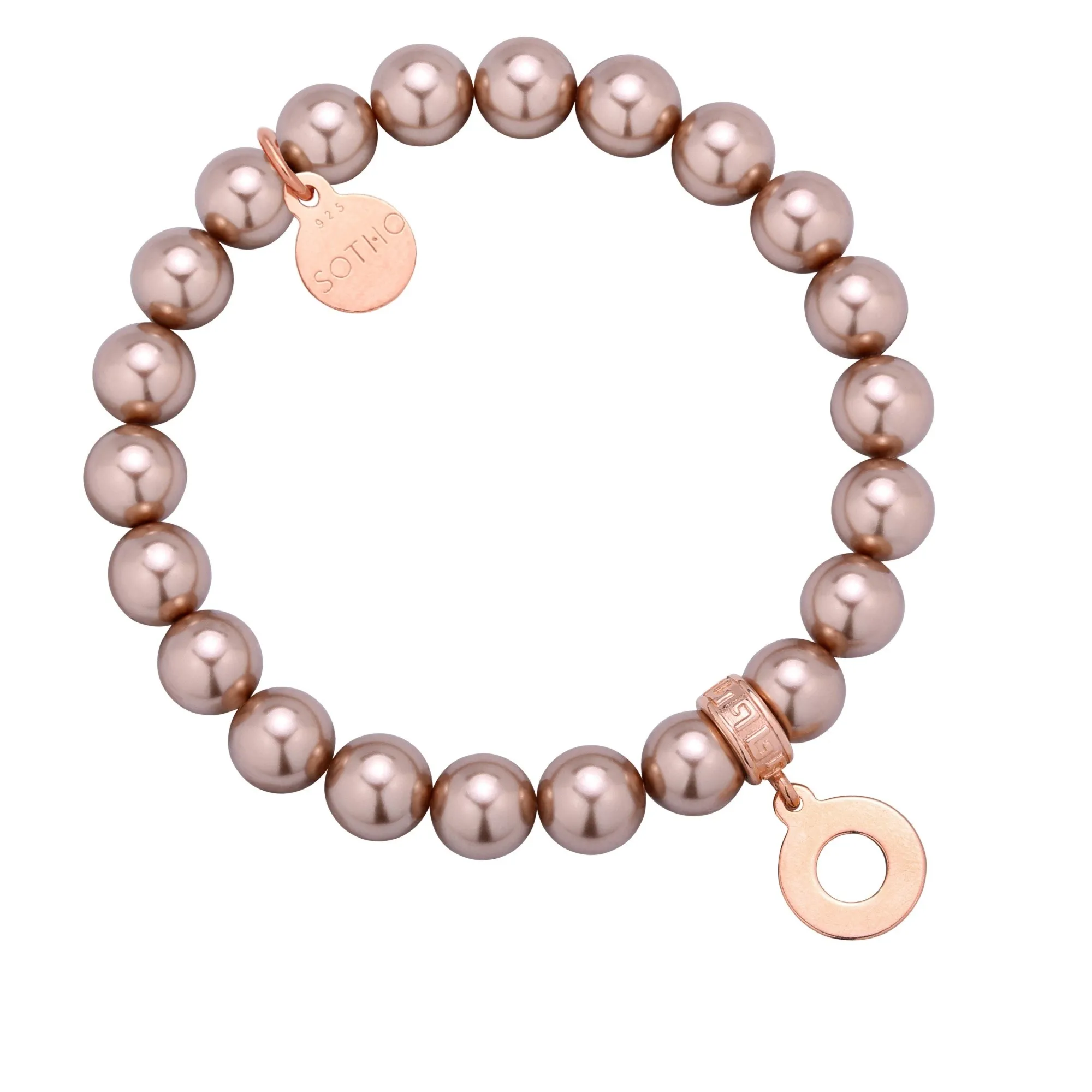 Bransoletka kawa z mlekiem perły SWAROVSKI® CRYSTAL z karmą