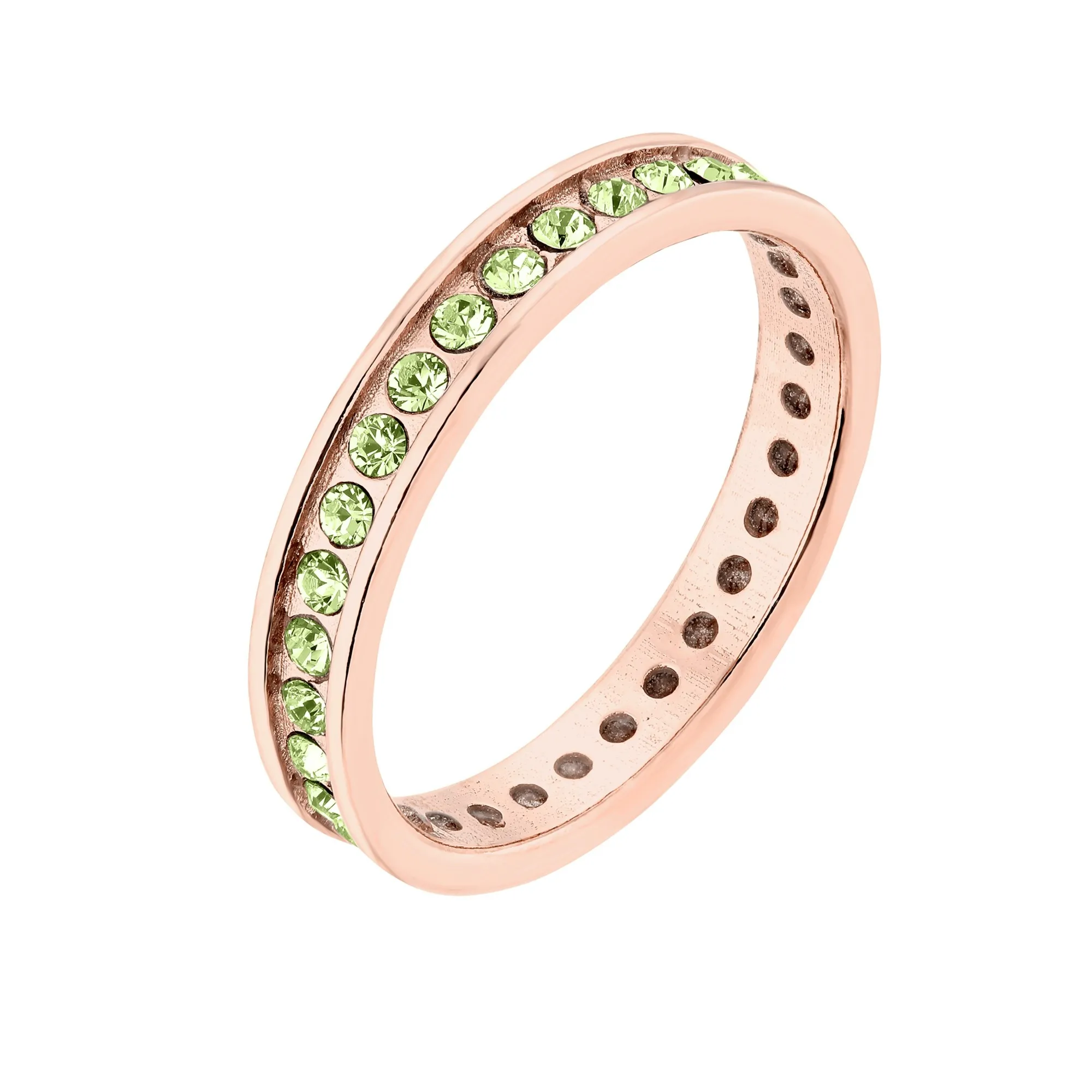 Obrączka z różowego złota z zielonymi kryształami Preciosa : pierścionki - 16