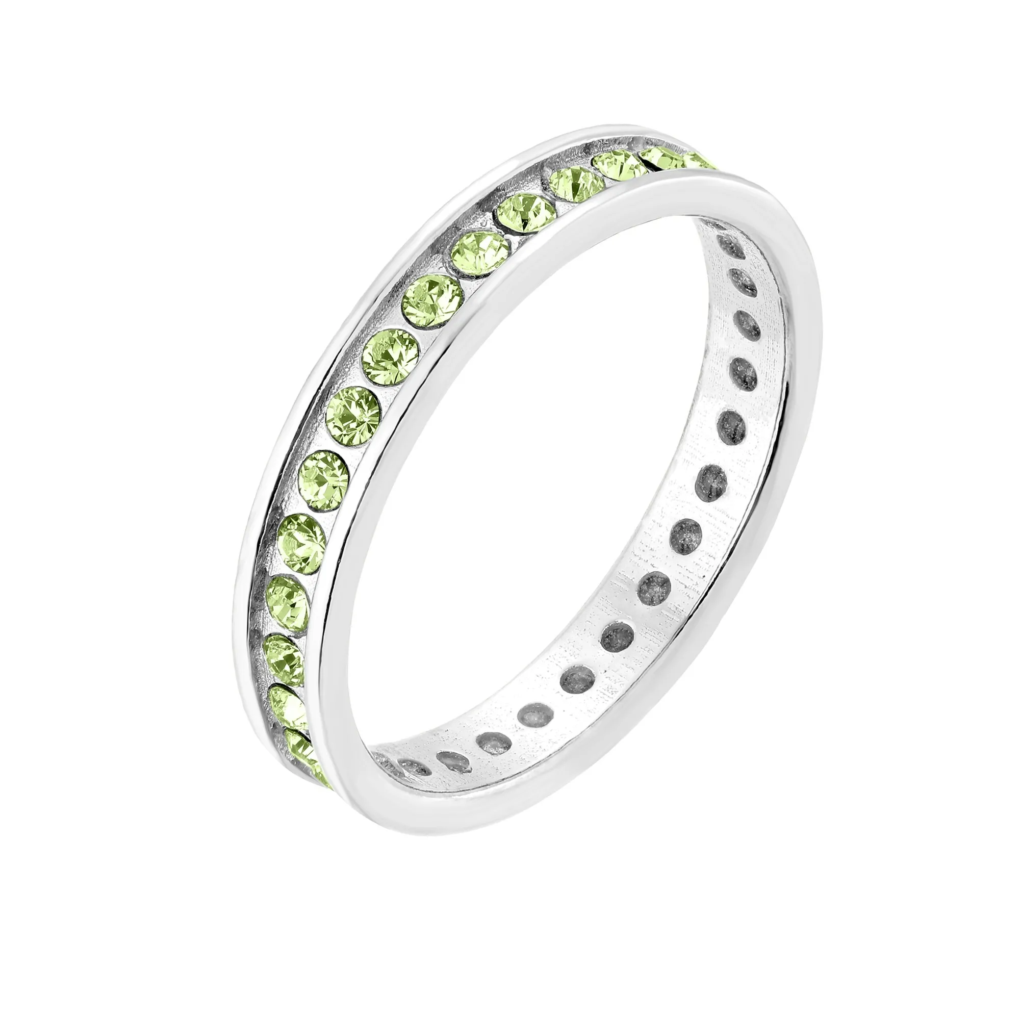 Srebrna obrączka z zielonymi kryształami Preciosa : pierścionki - 14