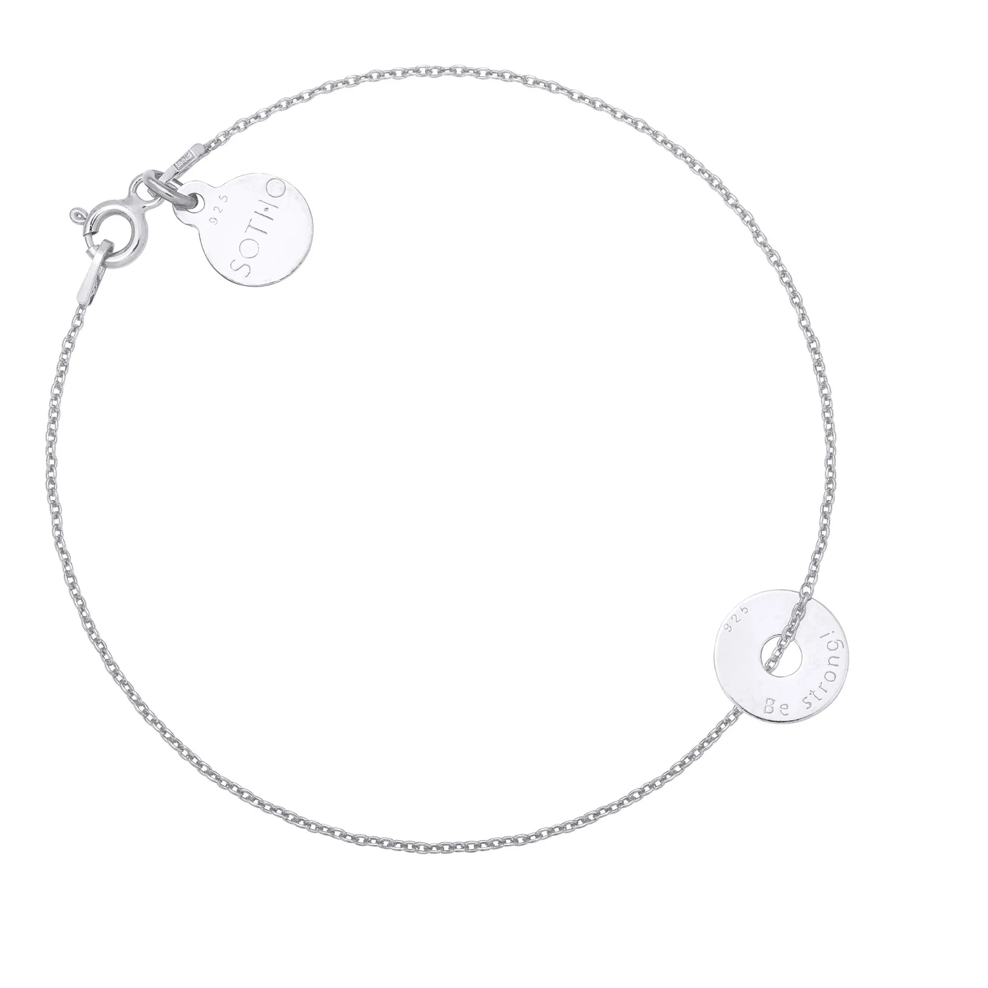 Srebrna bransoletka z malutką karmą Be strong!