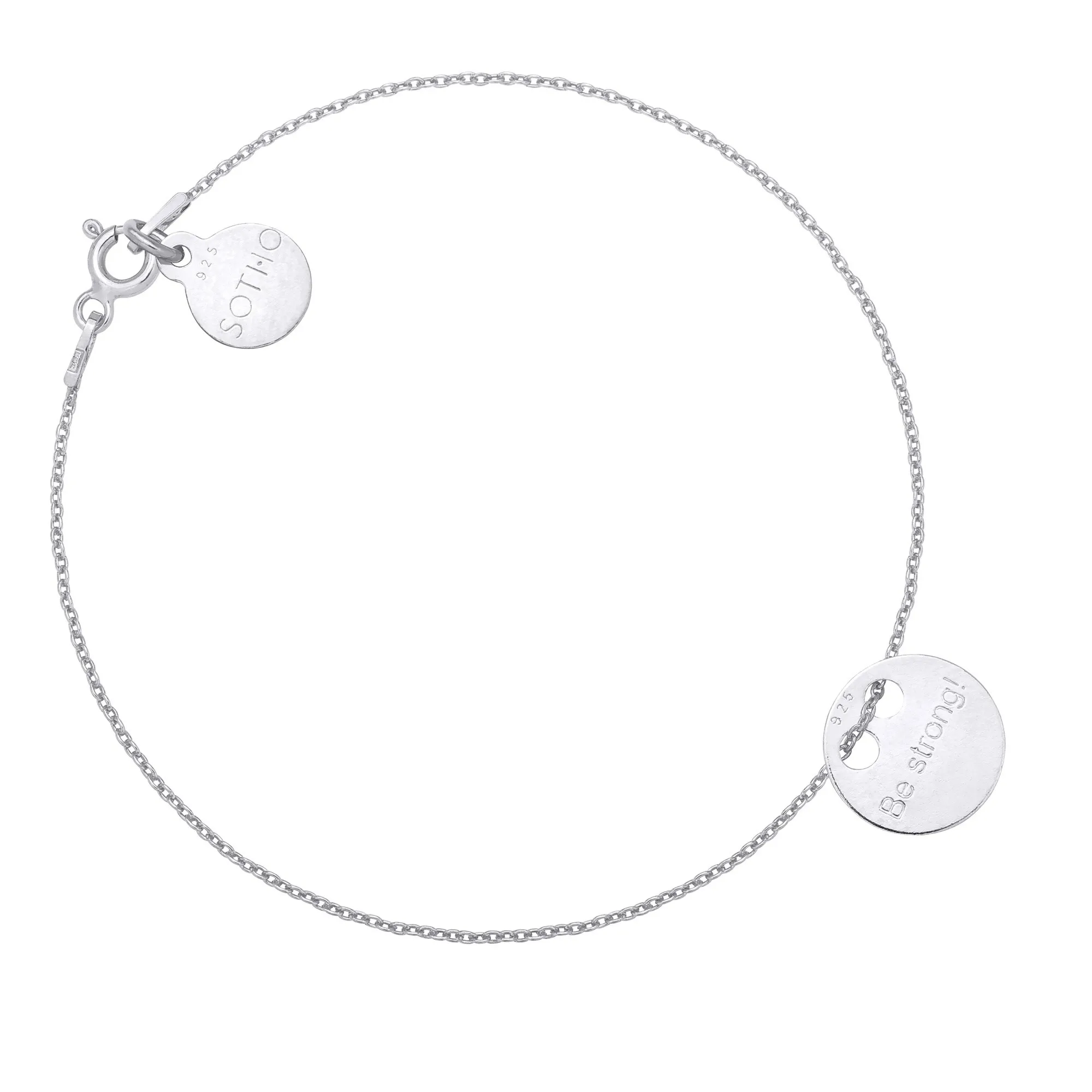 Srebrna bransoletka z pełną karmą Be strong!