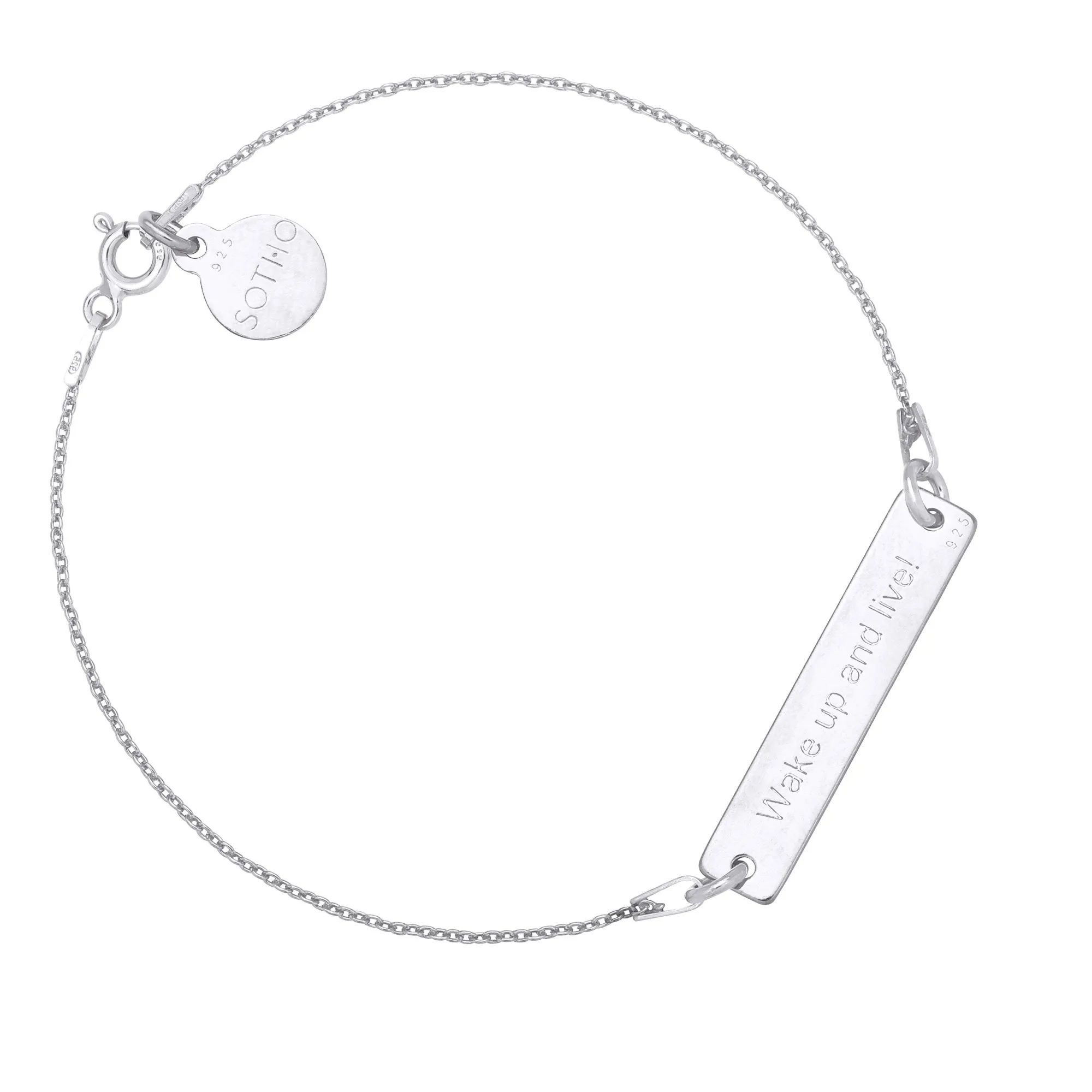 Srebrna bransoletka Wake up and live!
