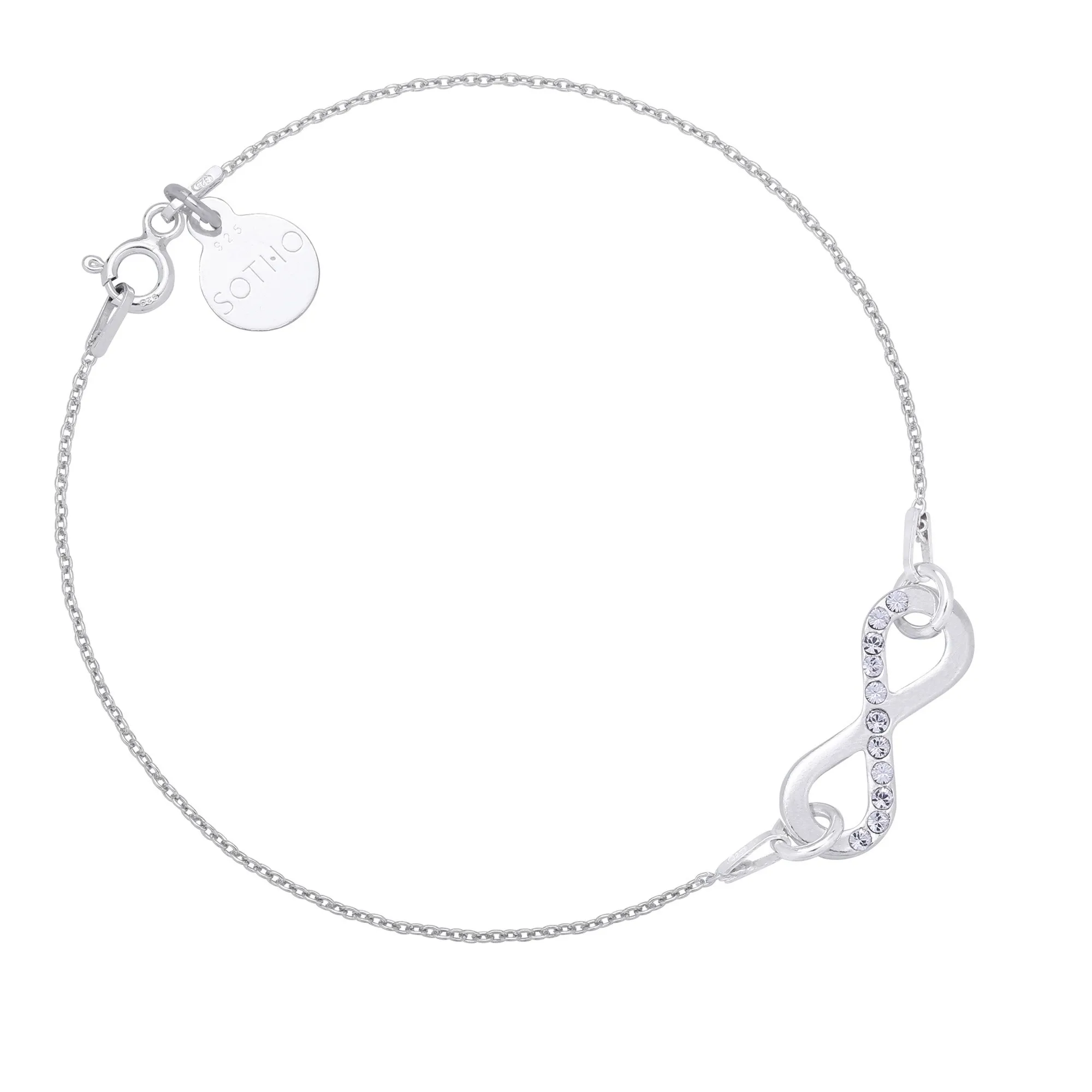 Srebrna bransoletka z nieskończonością z kryształkami SWAROVSKI® CRYSTAL