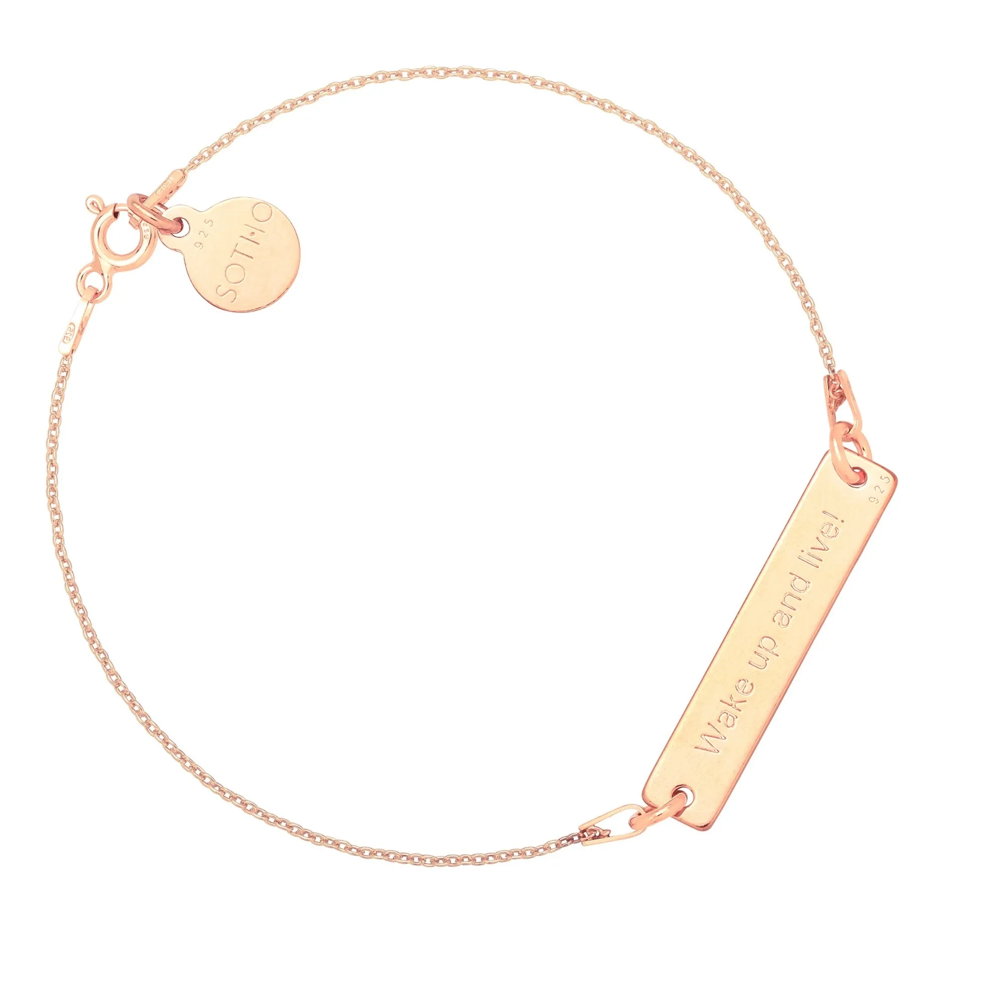 Złota bransoletka z różowego złota Wake up and live!
