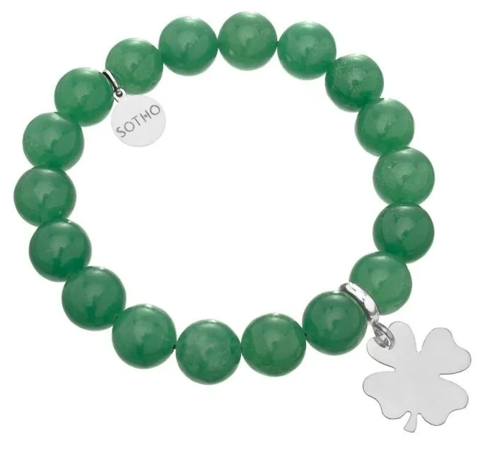 Zielona bransoletka, awenturyn z koniczynką