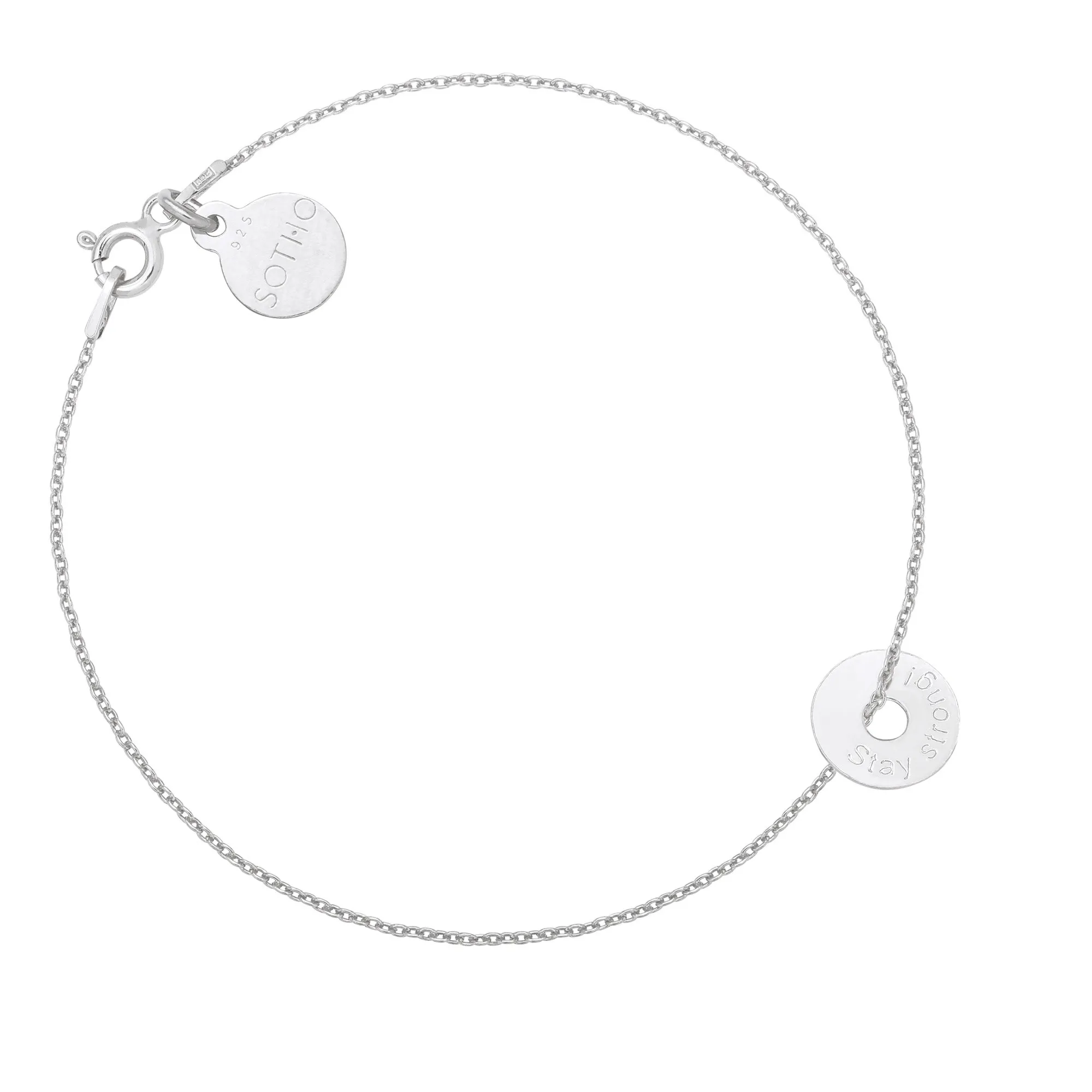Srebrna bransoletka z malutką karmą Stay strong!