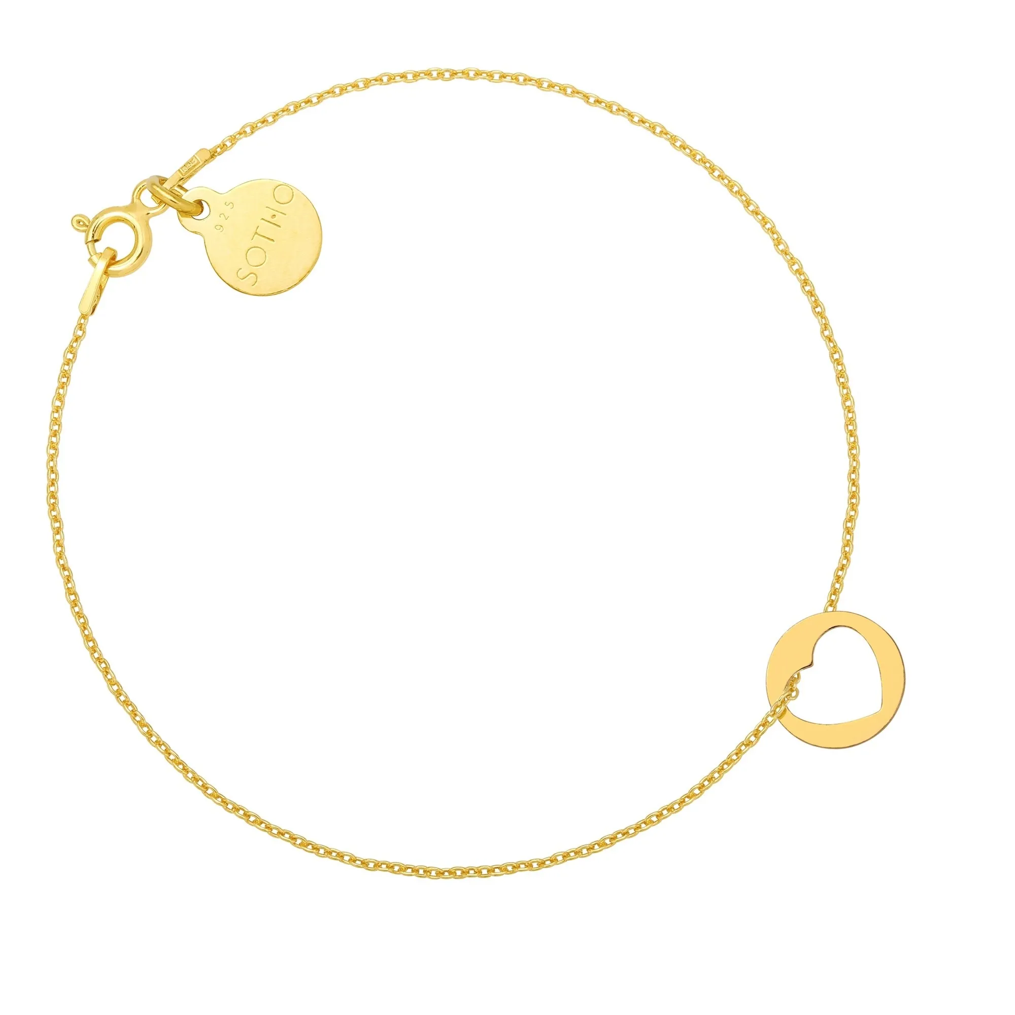 Złota bransoletka z serduszkiem w kółeczku