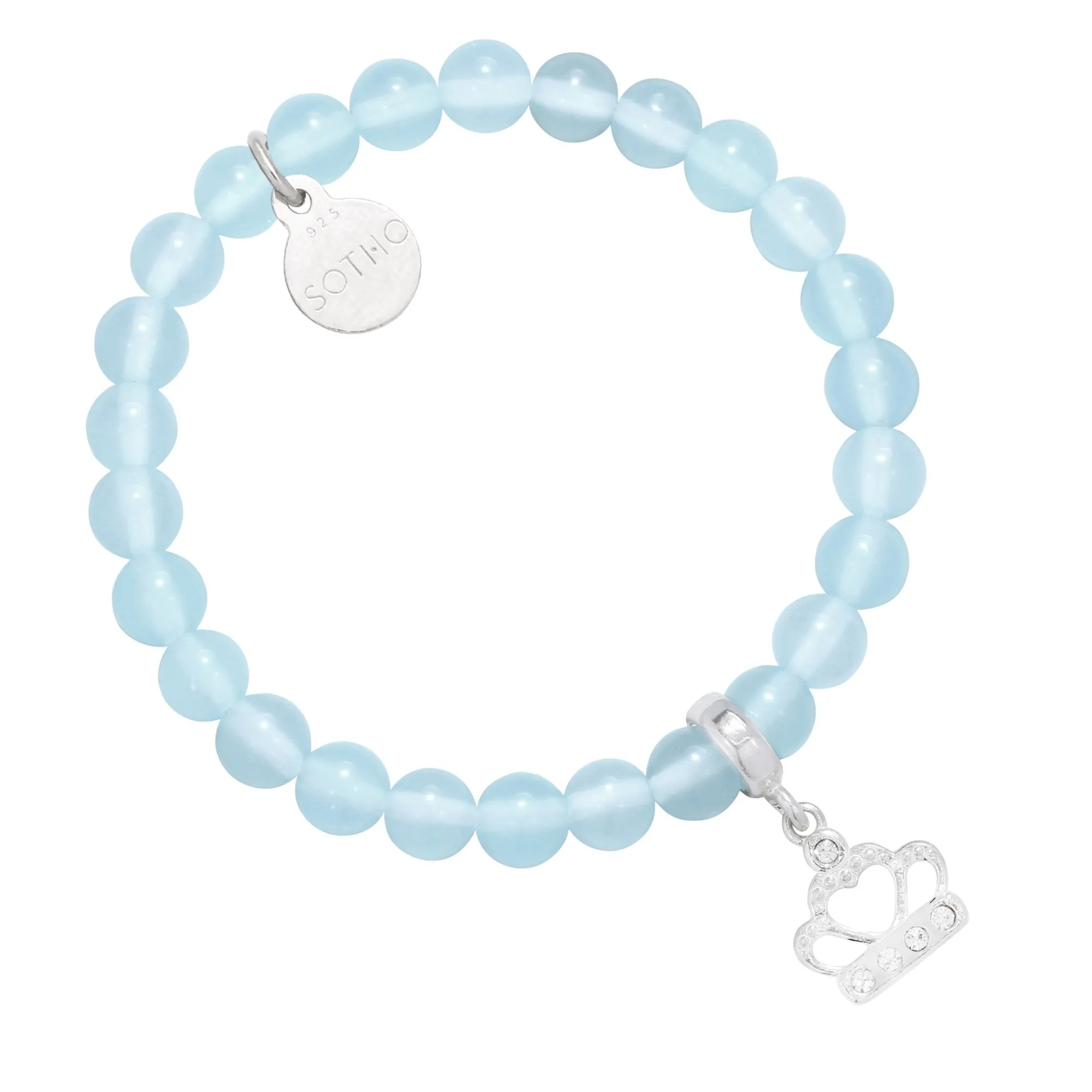Błękitna bransoletka ze srebrną koroną wysadzaną SWAROVSKI® CRYSTAL