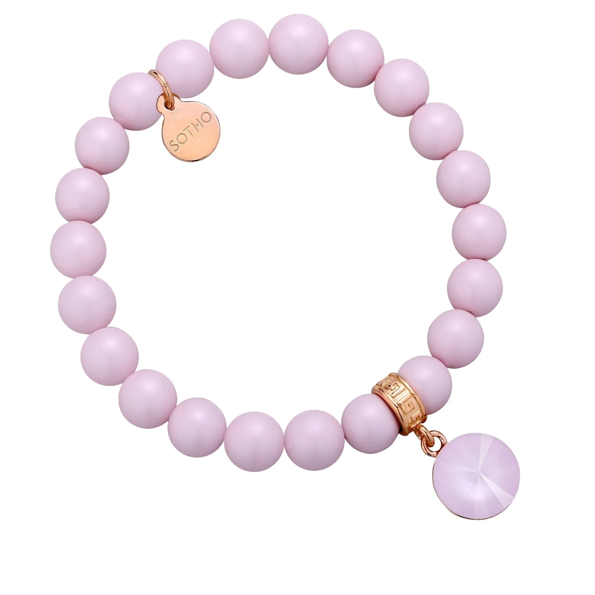 Jasnoróżowa pastelowa bransoletka perły SWAROVSKI® CRYSTAL z kryształem