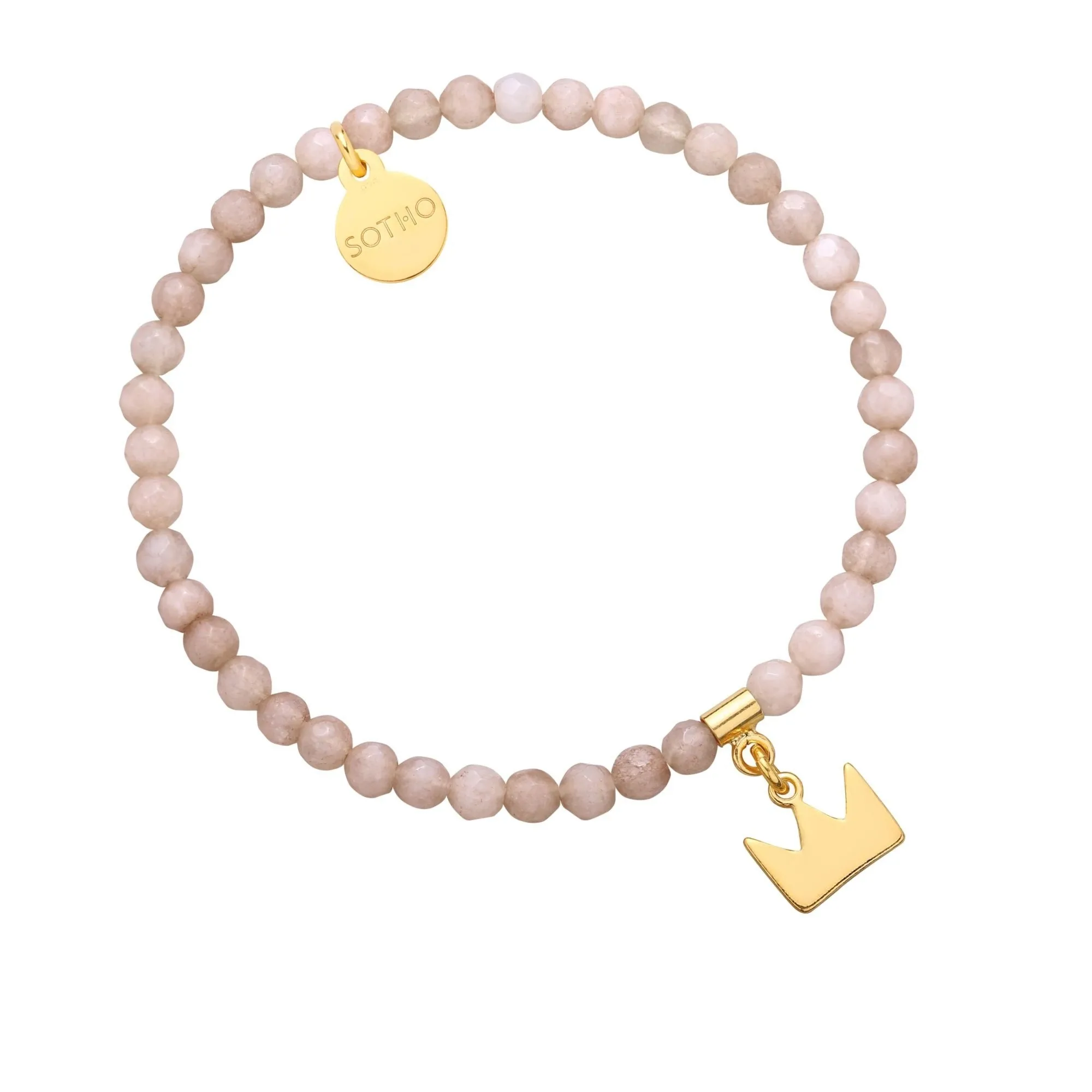 Piaskowa bransoletka z fasetowanego jadeitu ze złotą koroną