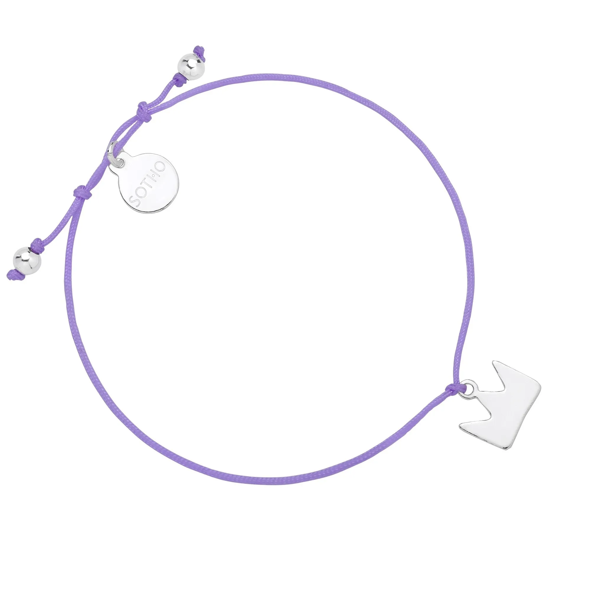 Fioletowa sznurkowa bransoletka ze srebrną koroną