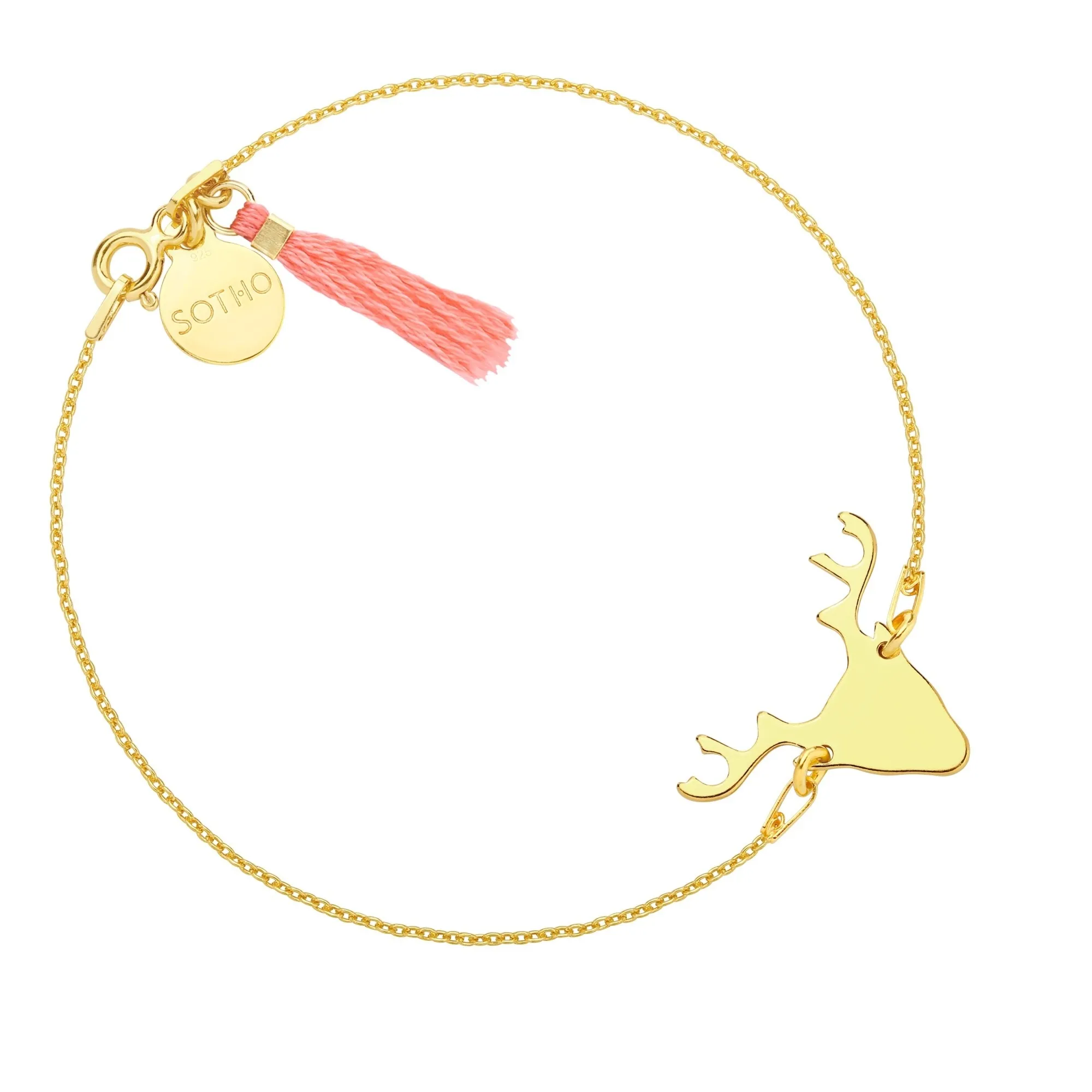 Złota bransoletka z jeleniem zdobiona chwostem