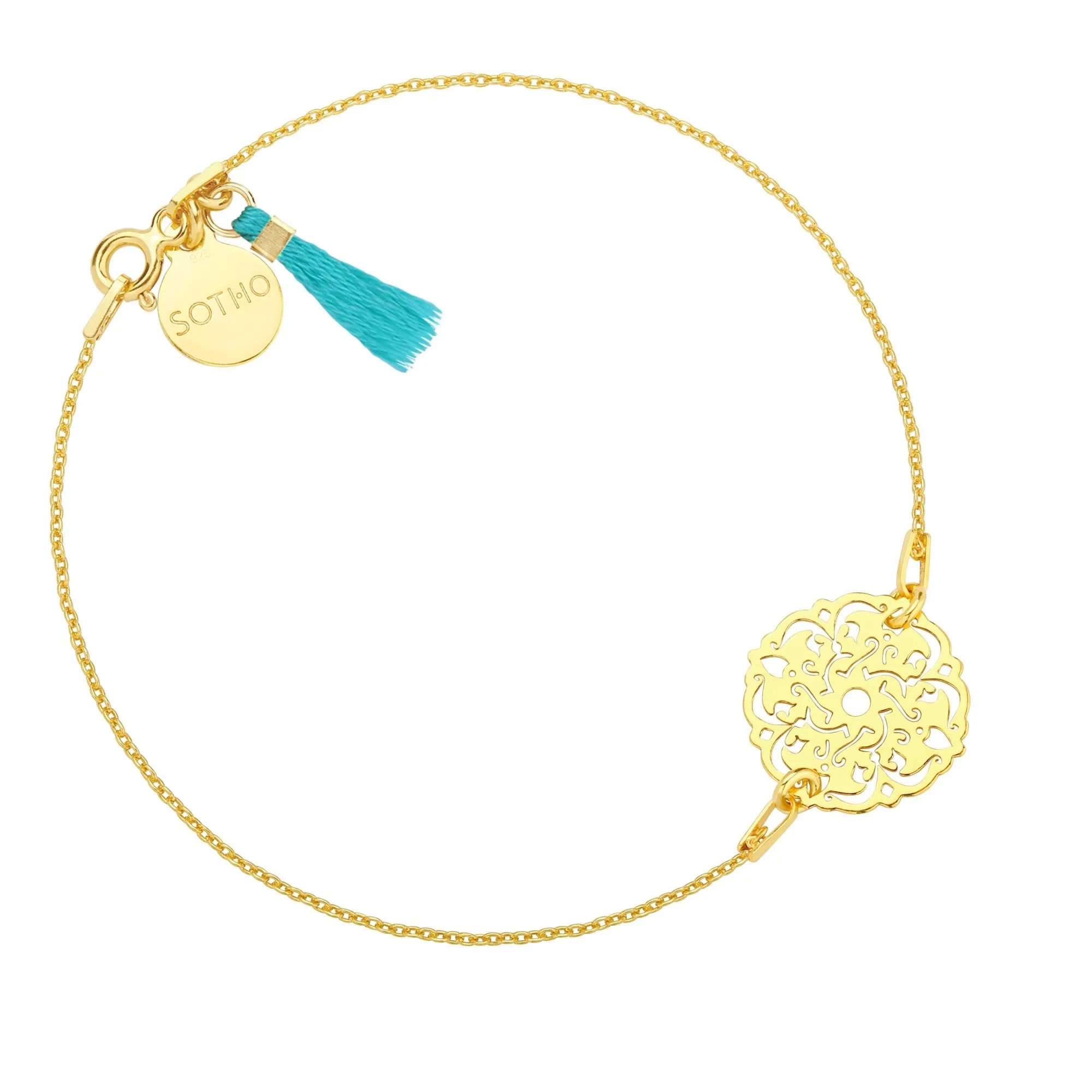 Złota bransoletka z arabską rozetką zdobiona chwostem