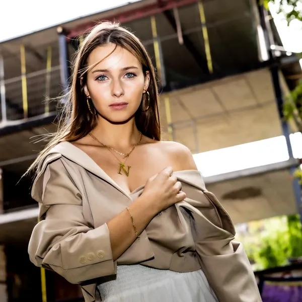 Modna biżuteria srebrna naszyjnik pozłacany z literką n