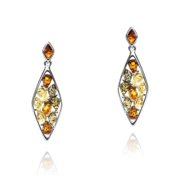 Kolczyki srebrne z bursztynem