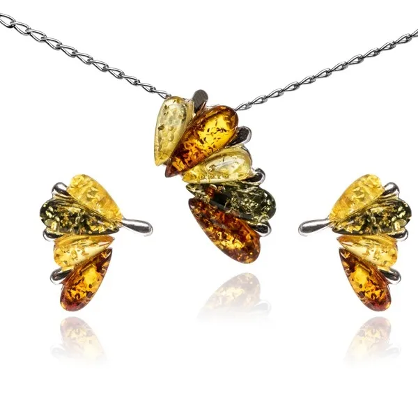 Komplet bizuteri srebrnej wachlarz gejszy