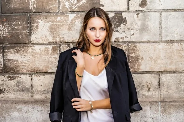 Naszyjnik srebrny pozłacany medalion z malachitem