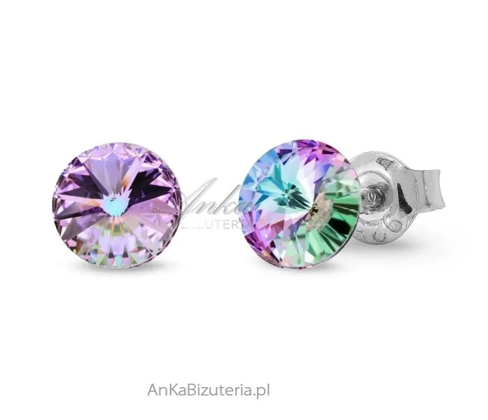 Kolczyki srebrne pr. 925 kryształy  candy studs small w kolorze vitrail light