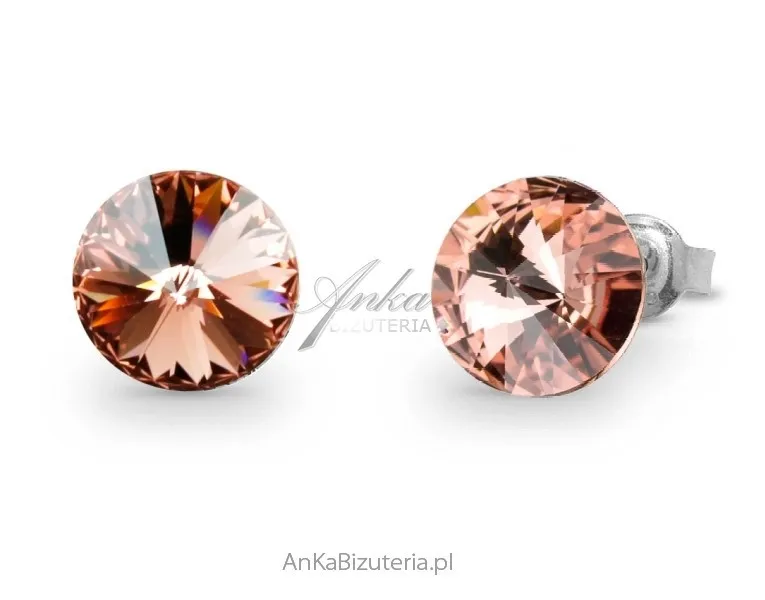 Kolczyki srebrne swarovski candy studs w kolorze blush rose.