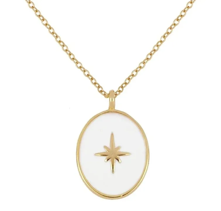 Biżuteria srebrna  naszyjnik srebrny pozłacany z białą emalią