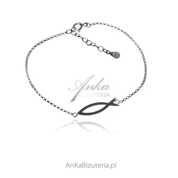 Bransoletka srebrna ze znakiem ryby