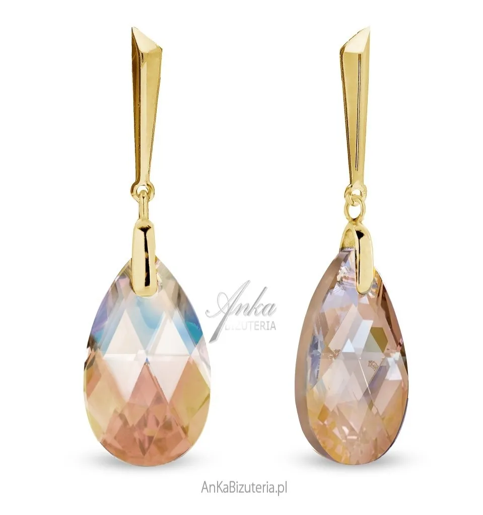 Kolczyki srebrne pozłacane swarovski lacrima -  colorado topaz shimmer