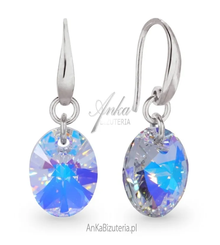 Kolczyki srebrne  ribes w kolorze aurore boreale