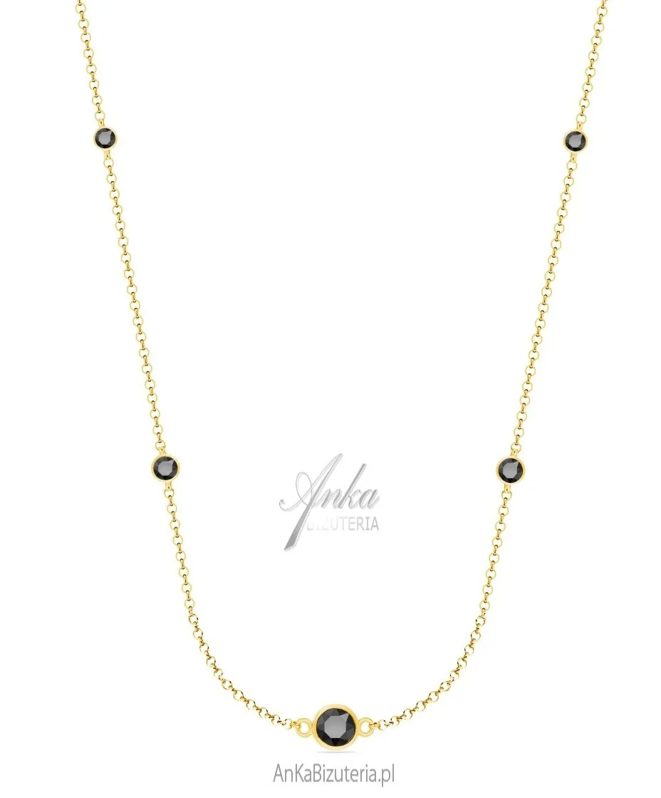 Srebrny naszyjnik pozłacany  - kamienie swarovski - certyfikat