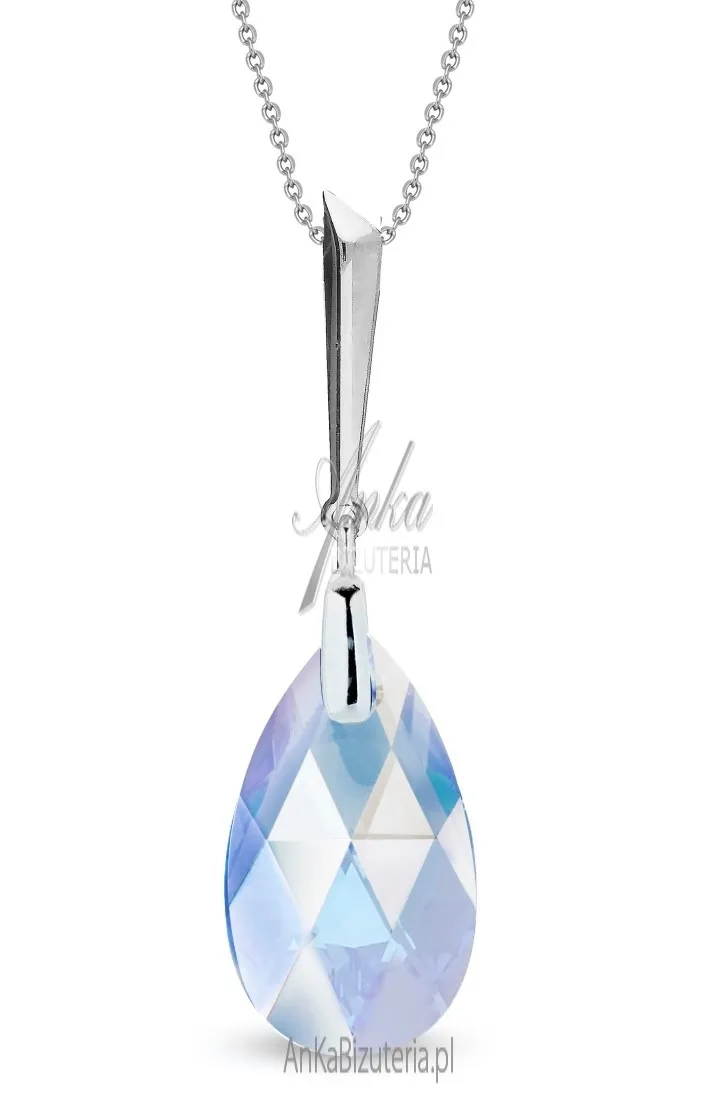 Naszyjnik srebrny  lacrima swrovski w kolorze light sapphire shimmer