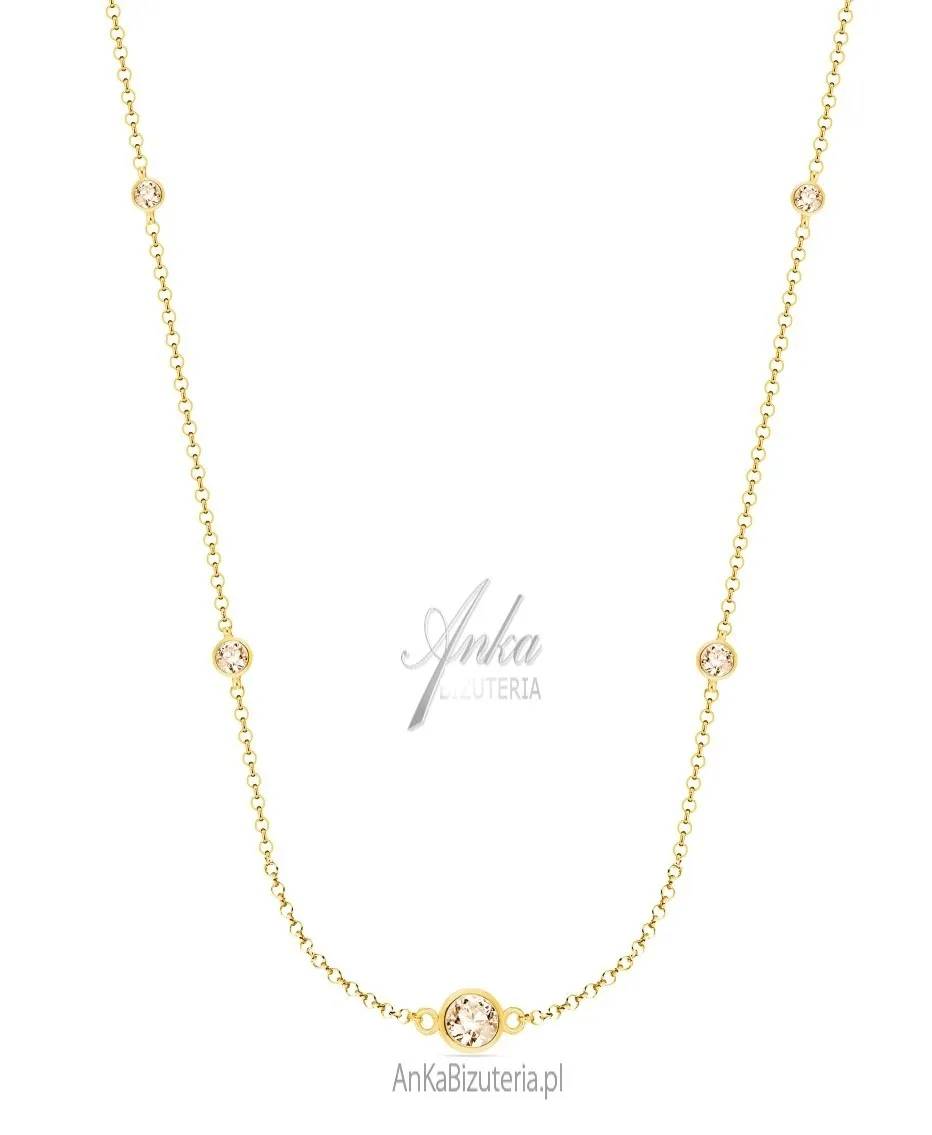 Srebrny naszyjnik pozłacany - kamienie swarovski - certyfikat