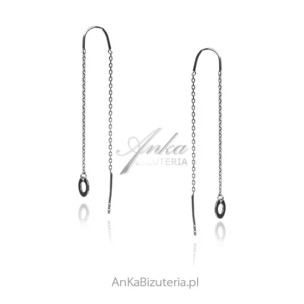 Kolczyki srebrne przeciągane z kółkiem