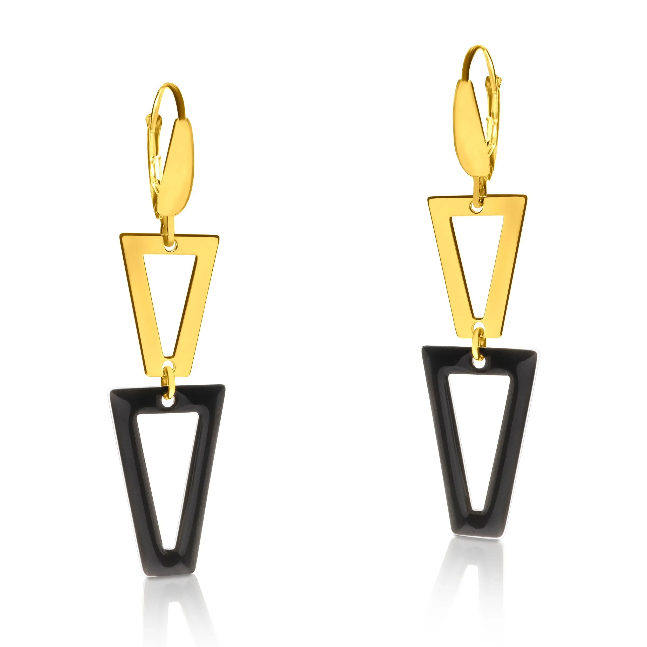 Biżuteria srebrna kolczyki pozłacane i emaliowane milano black