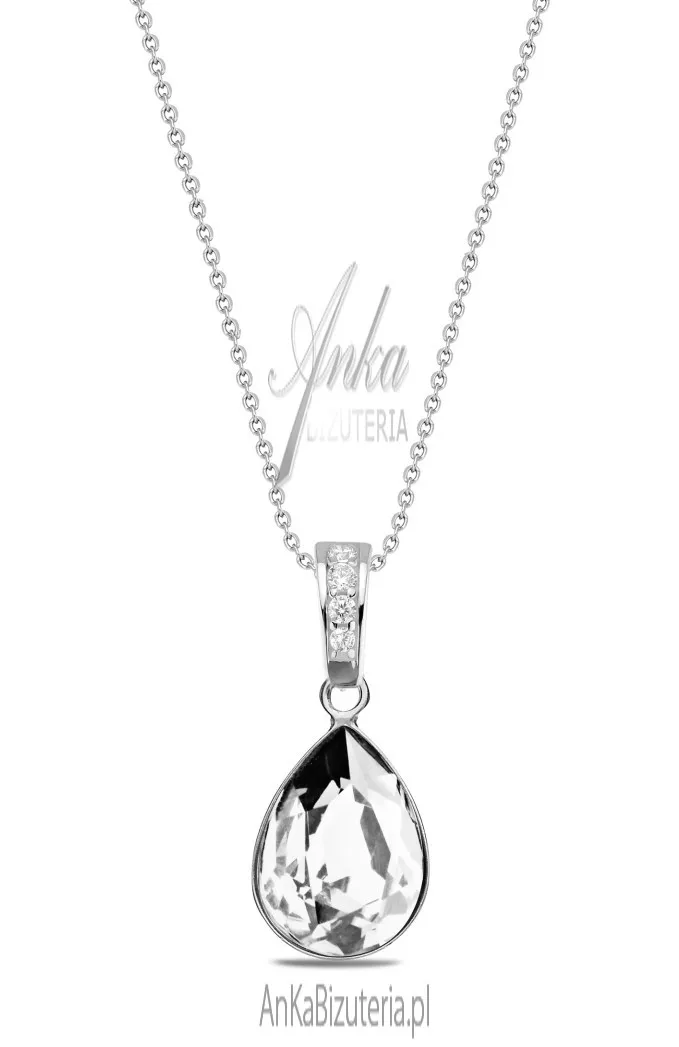 Biżuteria srebrna naszyjnik classy pear w kolorze  crystal