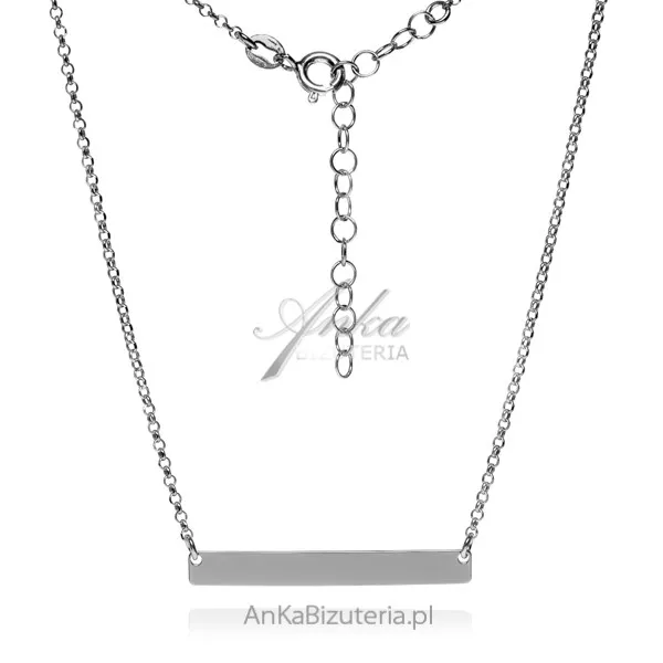Srebrny naszyjnik z prostokątną blaszką grawer gratis!