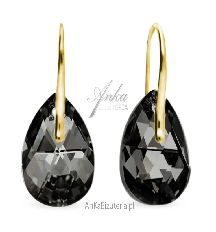 Kolczyki srebrne pozłacane classic drop w kolorze silver night.