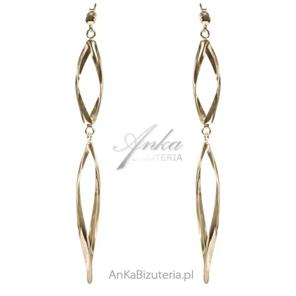 Kolczyki srebrne  pozłacana bardzo długie serpentyny 10 cm