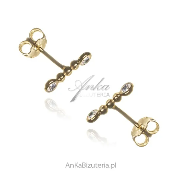 Kolczyki srebrne pozłacane z cyrkoniami