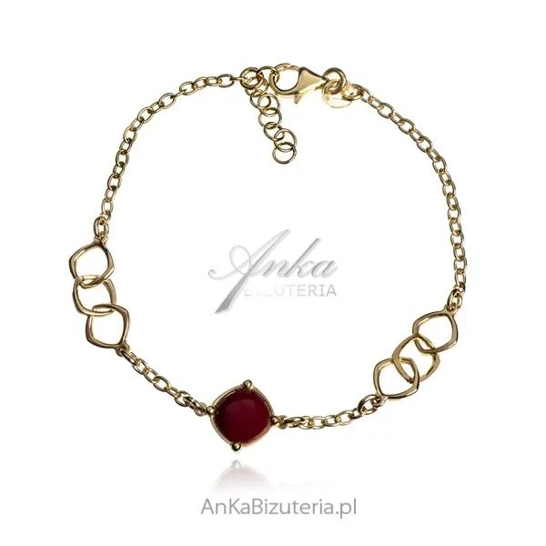 Srebrna bransoletka pozłacana z karneolem