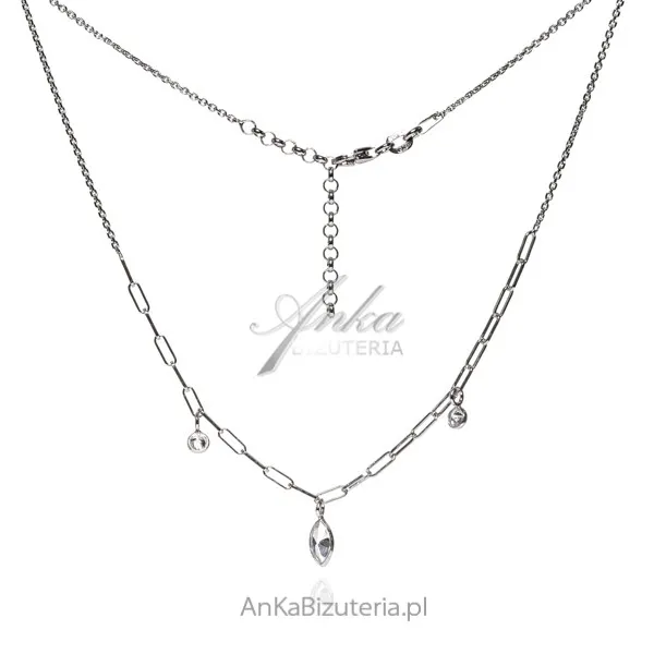 Naszyjnik srebrny z cyrkoniami - modna biżuteria włoska