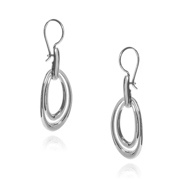 Kolczyki srebrne owalne kółka na biglu