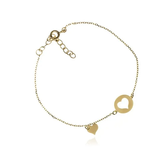 Bransoletka srebrna pozłacana serduszko w kółku