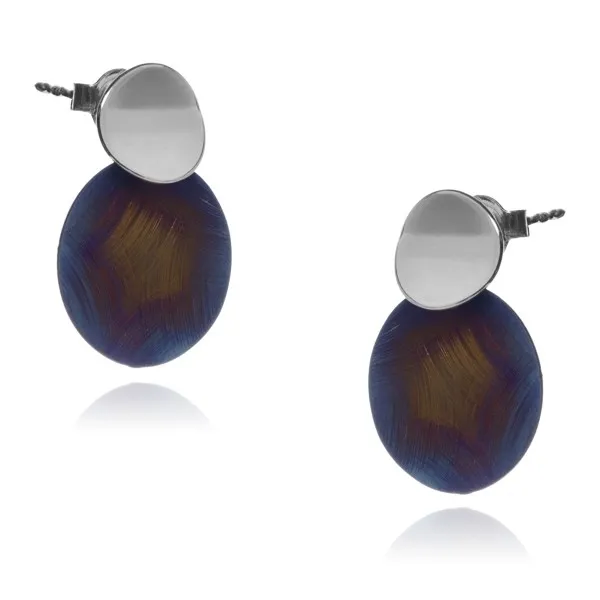 Srebrne kolczyki z tytanem kółeczka