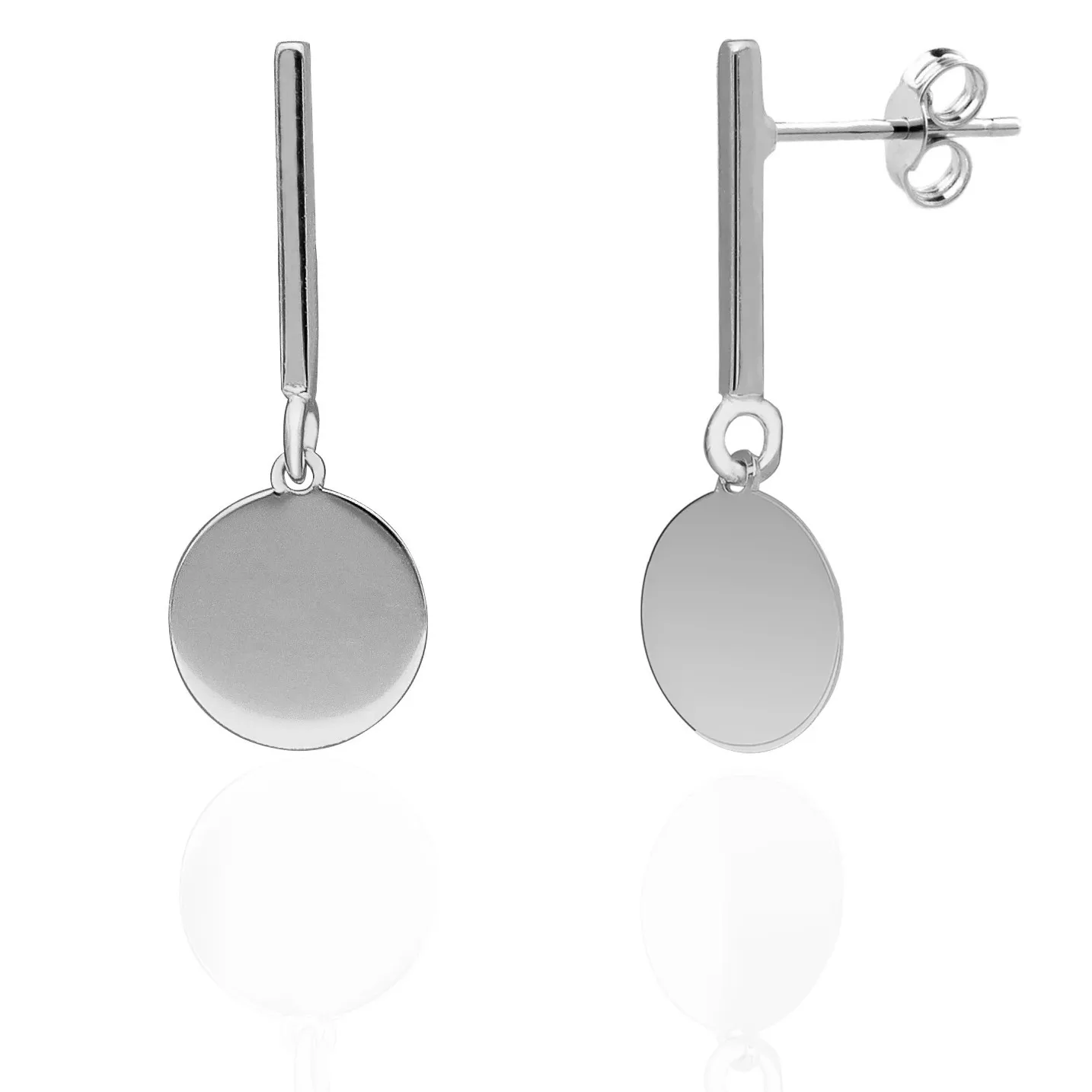 Kolczyki srebrne kółka na patyczku