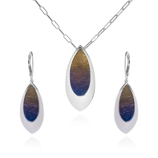 Komplet biżuteria  srebrna z tytanem