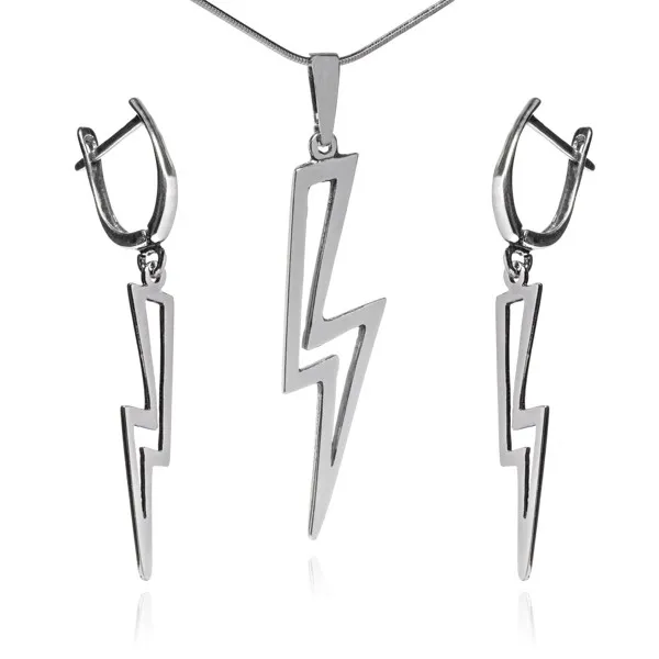 Komplet biżuteria srebrna  błyskawica